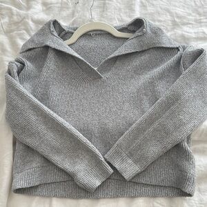 Abercrombie & Fitch Gray V-Neck Polo Sweater